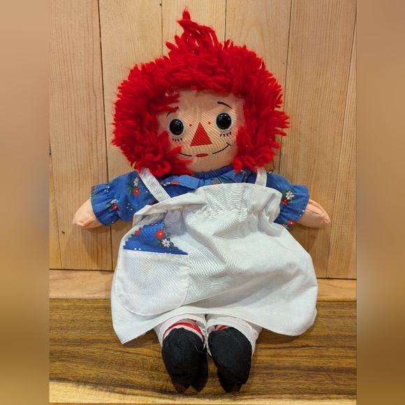PlaysKool 1987 Raggedy Ann Doll with Red Hair and Blue Dress 12" Tall - Picture 2 of 6